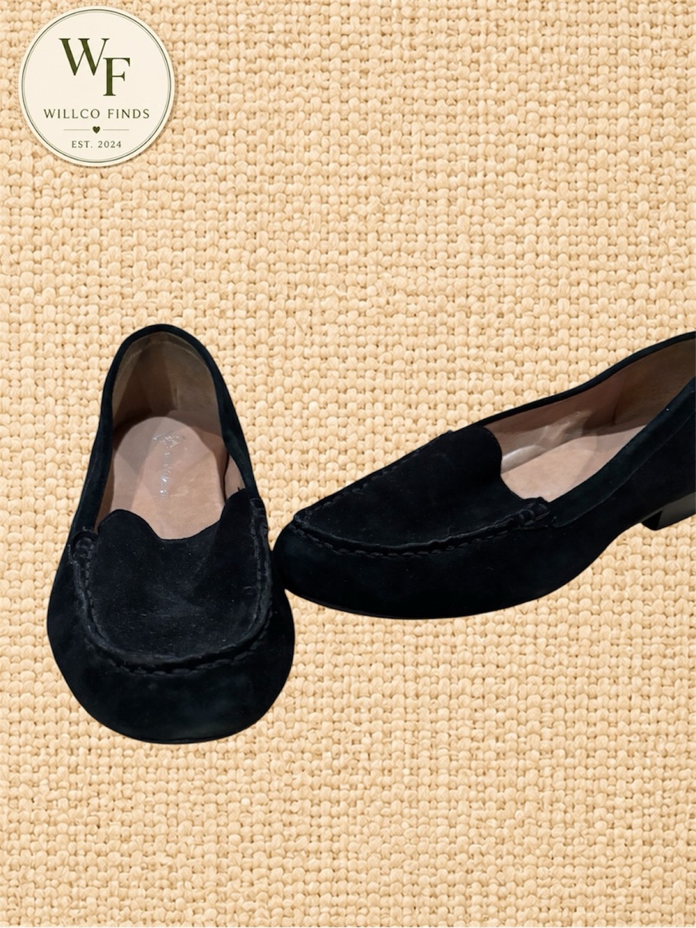 Antonio Melani Black Suede Loafers Women’s Size 7.5M Moc Toe Flats